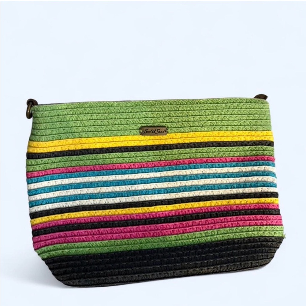 Sun and Sand Colorful Striped Wristlet Bag Beach Vibes